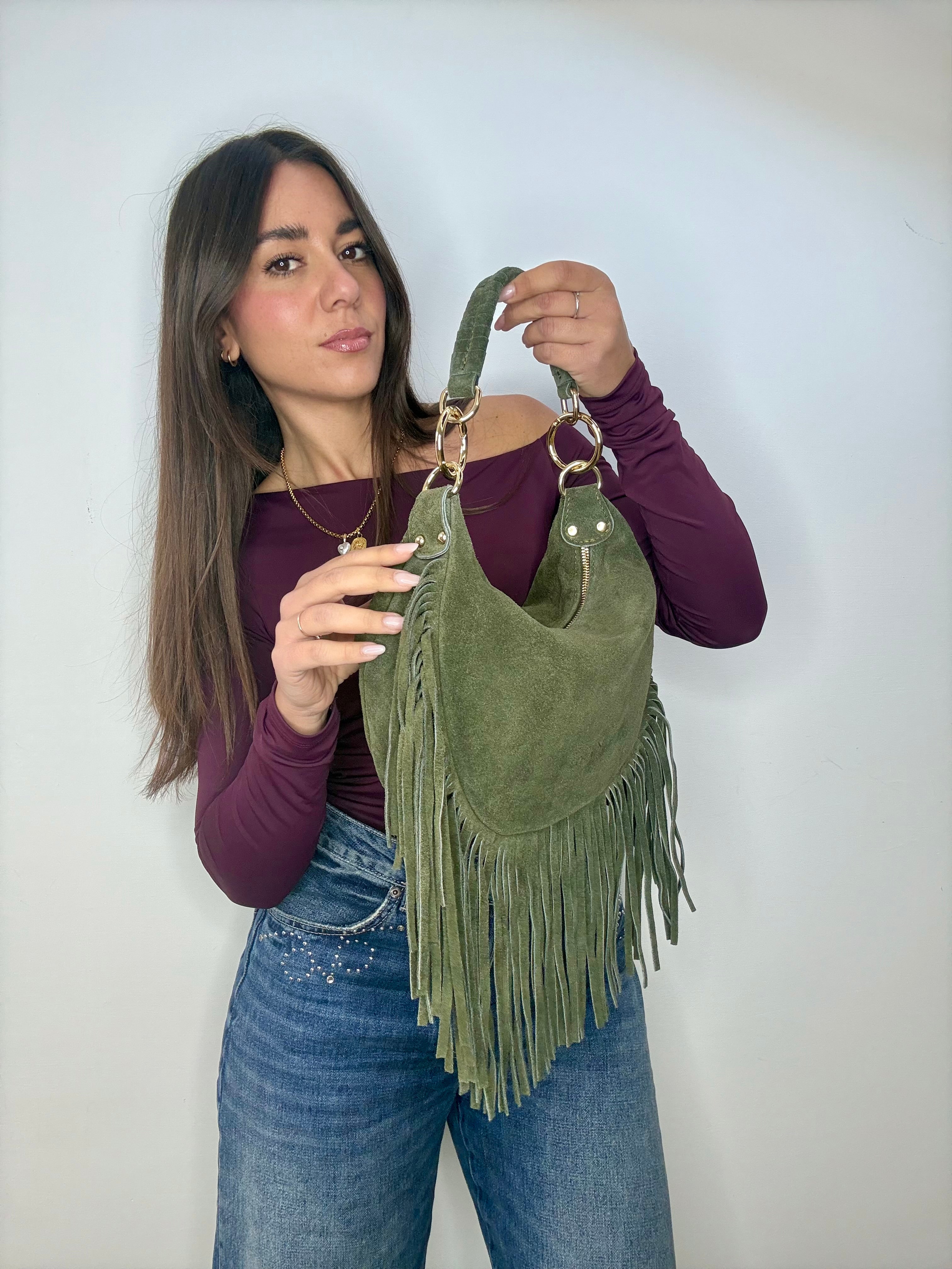 SELENE - OLIVA FRANGE SUEDE