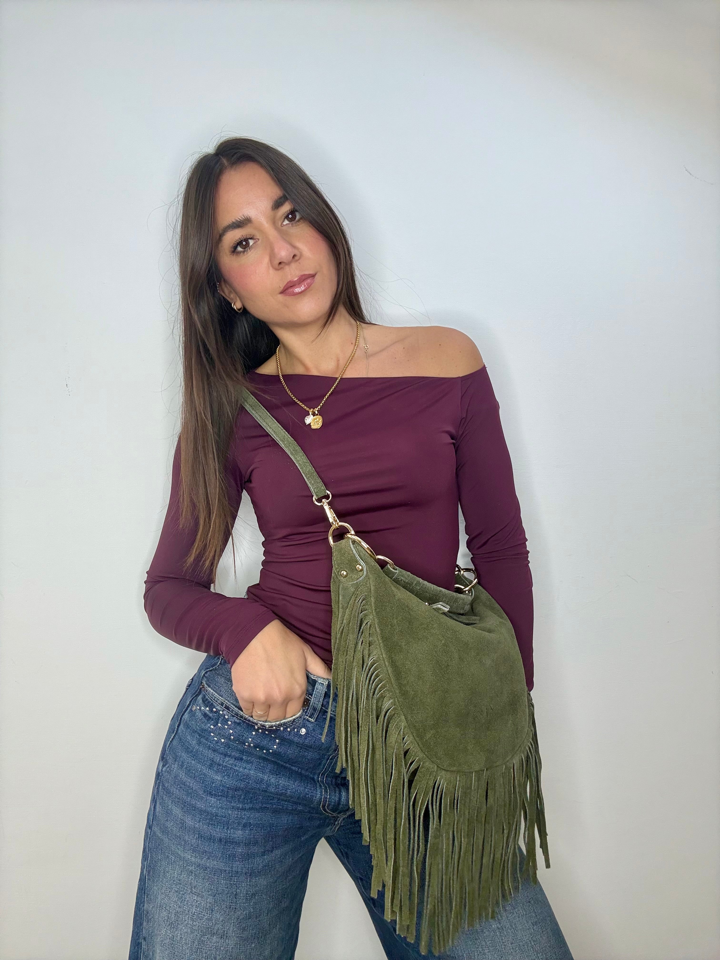 SELENE - OLIVA FRANGE SUEDE