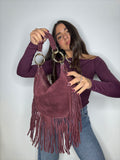 SELENE - BORDEAUX FRINGE SUEDE