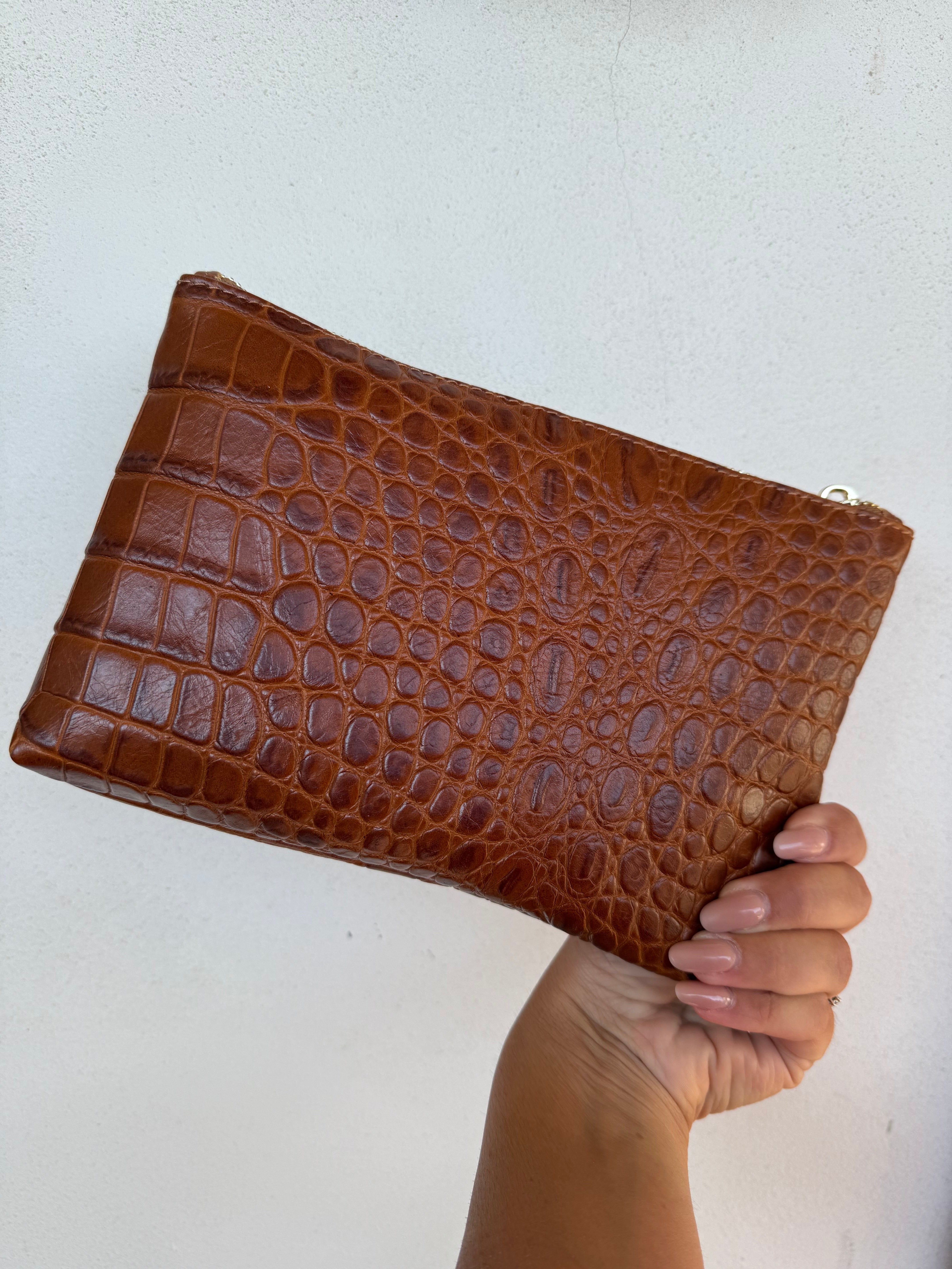POCHETTE - pitone moka cocco cuoio