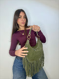 SELENE - OLIVE FRINGE SUEDE